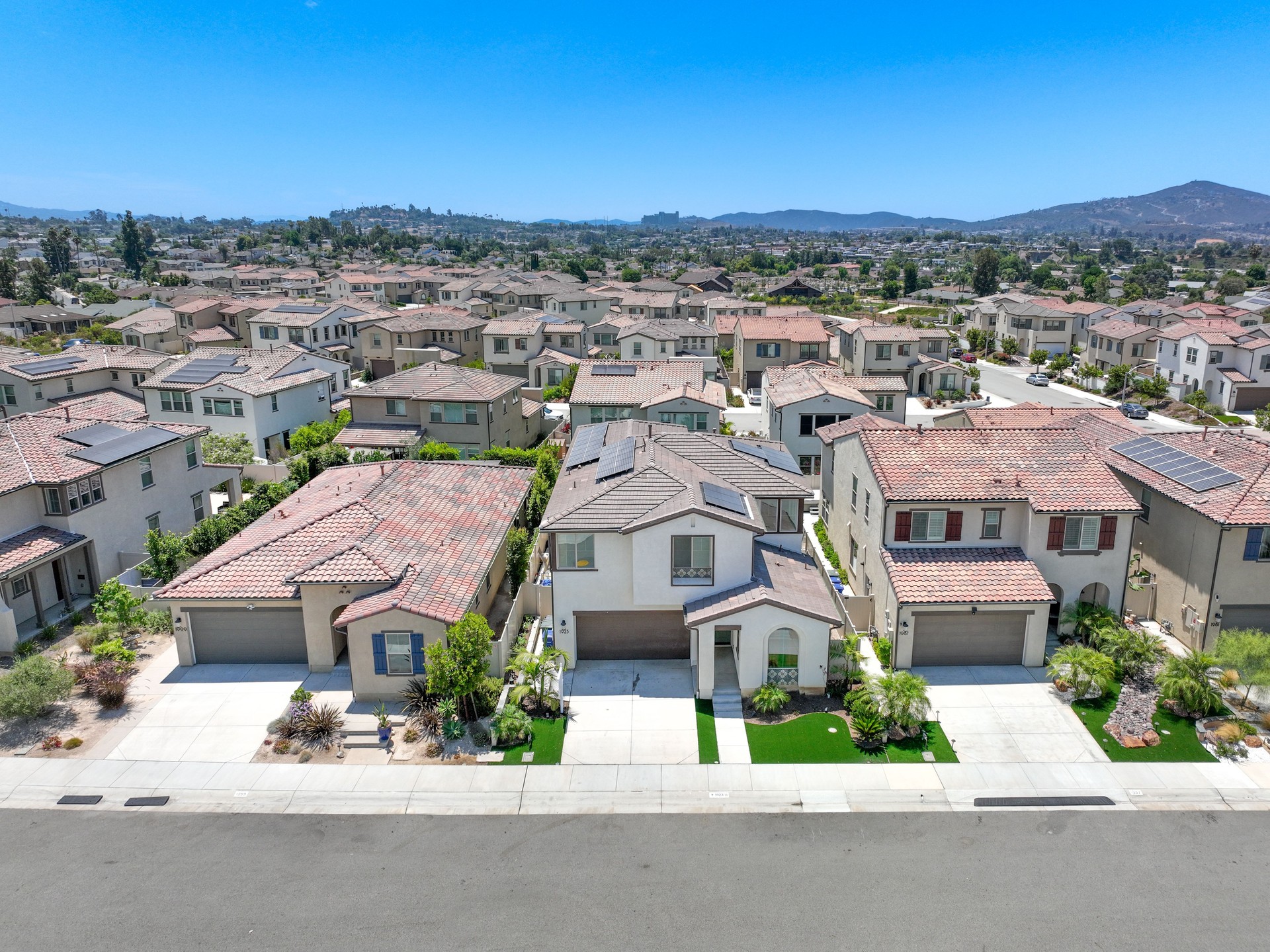 Aerial view of big houses community in Escondido, California